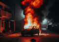Požar u Obrenovcu: Automobil zapaljen molotovljevim koktelom