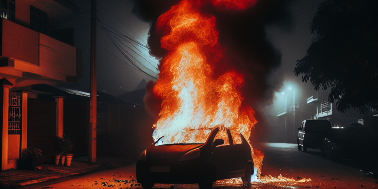 Požar u Obrenovcu: Automobil zapaljen molotovljevim koktelom