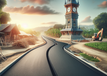 Završni sloj asfalta postavlja se na putu ka Sahat kuli