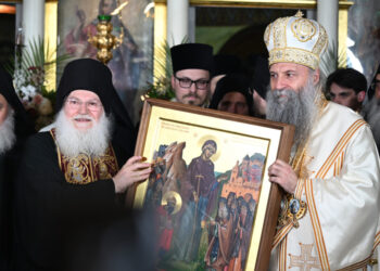 Iguman manastira Vatoped posetio Eparhiju Bačku zajedno sa patrijarhom Porfirijem