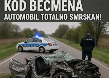 Teška nesreća kod Bečmena: Automobil totalno smrskan!