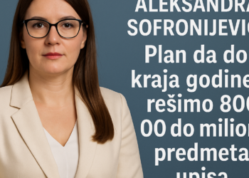 Aleksandra Sofronijević: Plan da do kraja godine rešimo 800.000 do milion predmeta upisa