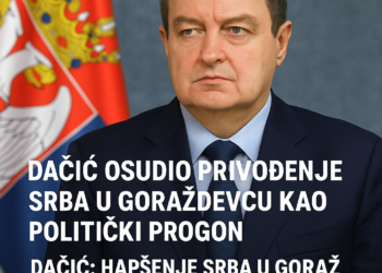 Dačić osudio privođenje Srba u Goraždevcu kao politički progon Dačić: Hapšenje Srba u Goraždevcu nastavak kontinuiranog terora nad Srbima na KiM