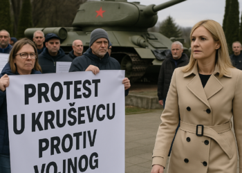 Protest u Kruševcu protiv vojnog nasleđa tokom posete ministarke Đurđević Stamenkovski Ministarstvo za rad: Desetak blokadera negodovalo zbog vojnih eksponata na Slobodištu 1 Protest u Kruševcu protiv vojnog nasleđa tokom posete ministarke Đurđević Stamenkovski Ministarstvo za rad: Desetak blokadera negodovalo zbog vojnih eksponata na Slobodištu