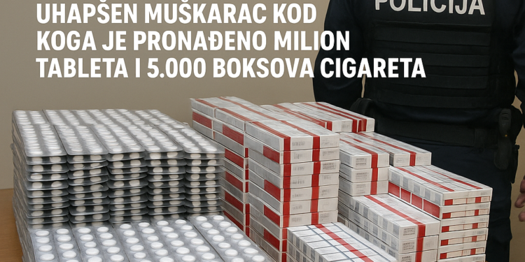 Policija u Zrenjaninu uhapsila muškarca zbog trgovine drogom i cigaretama Uhapšen muškarac kod koga je pronađeno milion tableta i 5.000 boksova cigareta