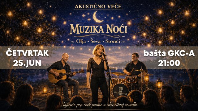 Akustični trio 'Muzika noći' oduševljava u bašti GKC-a! 1 Akustični trio ‘Muzika noći’ oduševljava u bašti GKC-a!