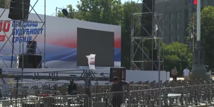 Završne pripreme za skup „Srbija jedna porodica“ u Beogradu Ispred Doma Narodne Skupštine završne pripreme za skup Srbija jedna porodica